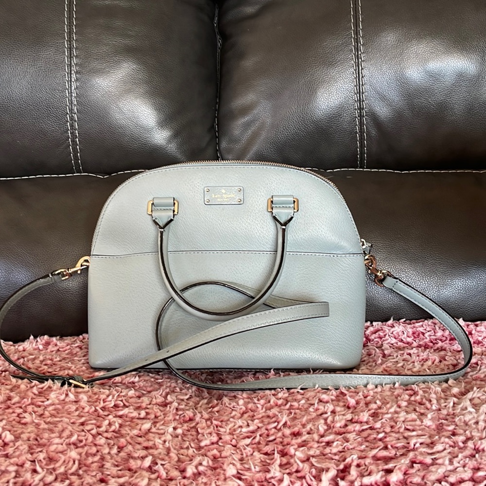 Kate Spade Light Blue Satchel Zippered Handbag EUC